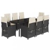 Set mobilier de gradina cu perne, 9 piese, negru, poliratan