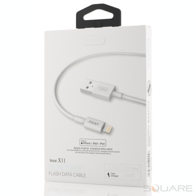 Cabluri Tranyoo, X11, USB to Lightning Fast Charging Cable, 1.2m, 3A, 18W, White foto