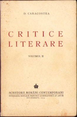 HST C921 Critici literare 1944 Caracostea volumul II foto
