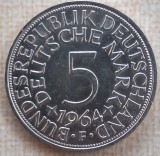 (A822) MONEDA DIN ARGINT GERMANIA - 5 MARK 1964, LIT F, 11,2 GRAME. PURITATE 625, Europa