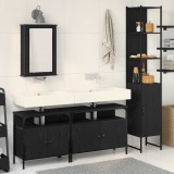 VidaXL Set de Baie cu 4 Piese &icirc;n Stejar Negru - Lemn Engeniozat