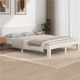VidaXL Cadru de pat, alb, 140x190 cm, lemn masiv de pin