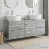 Cumpara ieftin Set dulap baie 3 buc. Sonoma gri 129 x 44,5 x 82 cm