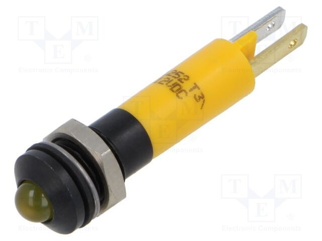 Lampă control LED galbenă convexă 12V &Oslash;8mm IP67 CML