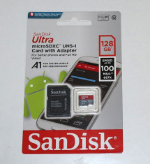 Card memorie SanDisk ULTRA MicroSDXC 128GB cu adaptor. viteza pana la 100mb/s foto