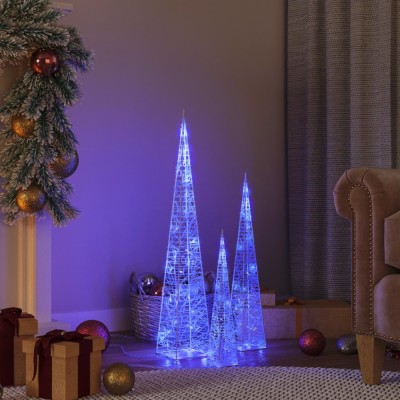 Set conuri decorative cu LED-uri albastru 30/45/60 cm acrilic foto