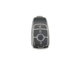 Husa de protectie premium pentru cheie auto, Elegance Luxury Cover Key, Neagra cu argintiu compatibila cu Mercedes Benz A C E S G Class W177 W205 W213, MyStyle