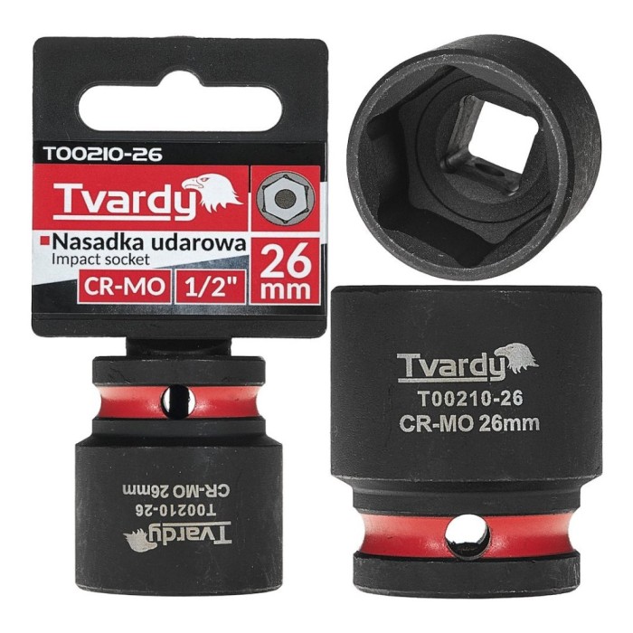 Cheie tubulara de impact in 6 puncte, 1 / 2&quot;, 26 mm, Tvardy T00210-26