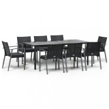 Set mobilier de gradina cu perne, 9 piese, poliratan si otel