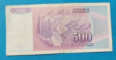 500 Dinara anul 1992 Bancnota Iugoslavia - Jugoslavije foto