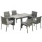 Set mobilier gradina/terasa, gri si maro, ratan sintetic, 1 masa extensibila, 6 scaune, Carolina