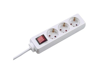 Prelungitor 3 prize cu intrerupator cablu 3m alb Bachmann 3842755 foto