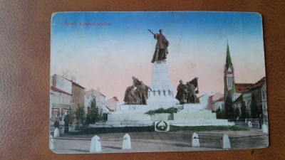 Carte postala, Arad, Statuia lui Kossuth, 1915 foto