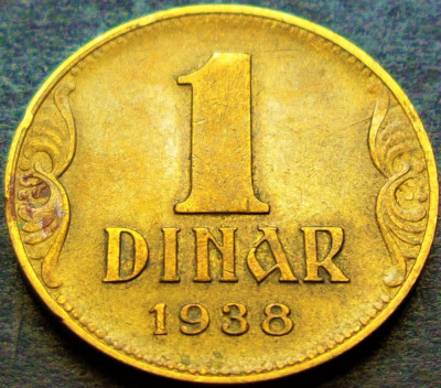 Moneda istorica 1 DINARI - YUGOSLAVIA, anul 1938 * cod 1293 B foto