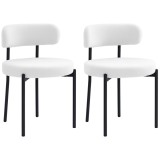 HOMCOM Set 2 scaune de dining, Captușire &icirc;n Fleece, Scaune cu șezut captusit, Picioare din Metal, Crem | Aosom Romania