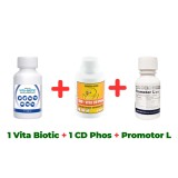 Antibiotic natural pasari Vita Biotic 100 ml + Calciu pentru pasari Bio Vita CD Phos 100 ml + Complex nutritiv Promotor L 47.0 100 ml