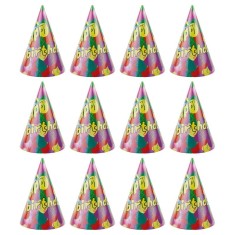 Coif Happy Birthday pentru aniversari, 20 cm, multicolor, set 12 bucati