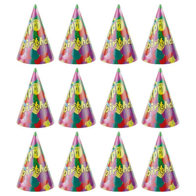 Coif Happy Birthday pentru aniversari, 20 cm, multicolor, set 12 bucati foto