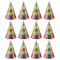 Coif Happy Birthday pentru aniversari, 20 cm, multicolor, set 12 bucati