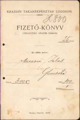 HST A2122 Carnet de plăți 1906 Casa de economii cărășeană &amp;icirc;n Lugoj foto