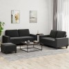 VidaXL Set de canapele, 3 piese, negru, textil
