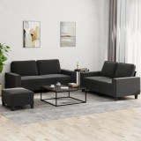 VidaXL Set de canapele, 3 piese, negru, textil