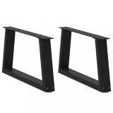 VidaXL Picioare pentru măsuță de cafea &icirc;n formă de V, 2 buc., negru, 60x(30-31,3) cm, oțel