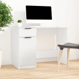 Birou Alb 100x50x75 cm Lemn prelucrat vidaXL | Birou Calculator cu Sertar si Compartimente Depozitare | Design Modern Minimalist