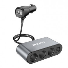 Dudao încărcător auto 2x USB / 3x adaptor brichetă, negru (R1Pro-black)