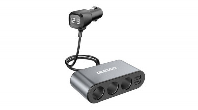 Dudao &amp;icirc;ncărcător auto 2x USB / 3x adaptor brichetă, negru (R1Pro-black) foto
