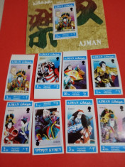 AJMAN, BUNRAKU - COLI?A PERF. + SERIE COMPLETA MNH IMPERF. foto