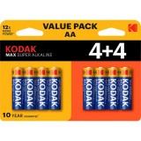 Baterie Kodak Max Alkaline, AA / LR6, Set 8 bucati EKSTD30419902P8