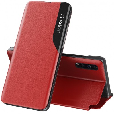 Husa Piele OEM Smart View pentru Samsung Galaxy A12 A125, Rosie foto