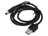 Cablu USB A 5,5/2,5mm negru 1,5m PVC - VENTION