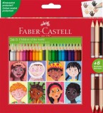 CREIOANE COLORATE 24+3 CR. BICOLORE PIELE CHILDREN OF THE WORLD FABER-CASTELL, Faber Castell