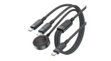 Cablu Acefast C6-11 USB-C 3&icirc;n1 - 2x USB-C / Qi 480Mb/s 100W 1.2m - negru