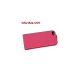 Husa piele Apple iPhone 5/5S Slim Flip Pink Premium, Cu clapeta