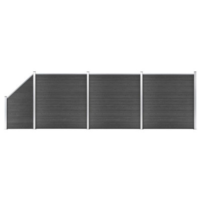 Set de panouri de gard, negru, 619x(105-186) cm, WPC GartenMobel Dekor foto