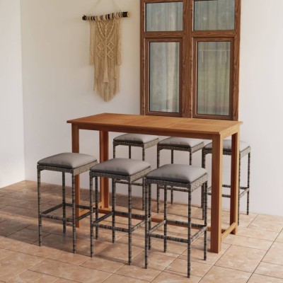 Gossi set mobilier de bar de gradina cu perne, 7 piese, gri foto