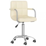 VidaXL Scaun de bucătărie pivotant, crem, material textil