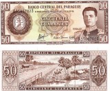 Paraguay 50 Guaranies, 25.03.1952, P-197b, UNC. Bancnota din America de Sud