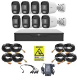 Sistem supraveghere 8 camere Uniview, 5MP, ColorHunter, 5MP 2K+, Lumina Alba 20m, Vedere color pe timp de noapte, DVR 8 canale, Accesorii montaj, Vizu