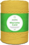 Rola de macrame pentru mestesuguri ANYUNKEY, bumbac, galben, 400m x 3 mm