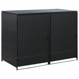 Gossi magazie dubla pentru pubele, poliratan, negru, 148x80x111 cm