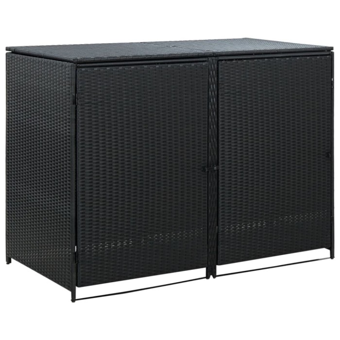 Gossi magazie dubla pentru pubele, poliratan, negru, 148x80x111 cm