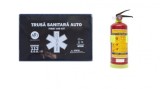 Kit Siguranta Auto 5 Ani: Trusa Medicala Omologata RAR + Extinctor 1kg, Cutie Plastic