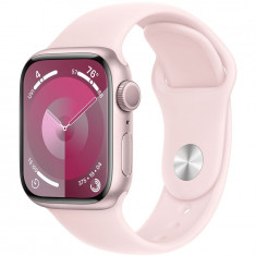 Apple Watch 9, GPS, Carcasa Pink Aluminium 41mm, Light Pink Sport Band - S/M