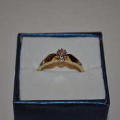 INEL AUR 14K + 1 Diamant = 0.15ct. - Model Solitaire - De logodna - Vintage !