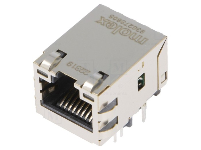 Conector RJ45 ecranat cu LED, aurit