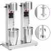 VidaXL Mixer de milkshake cu 2 vase, oțel inoxidabil, 2 L 51086